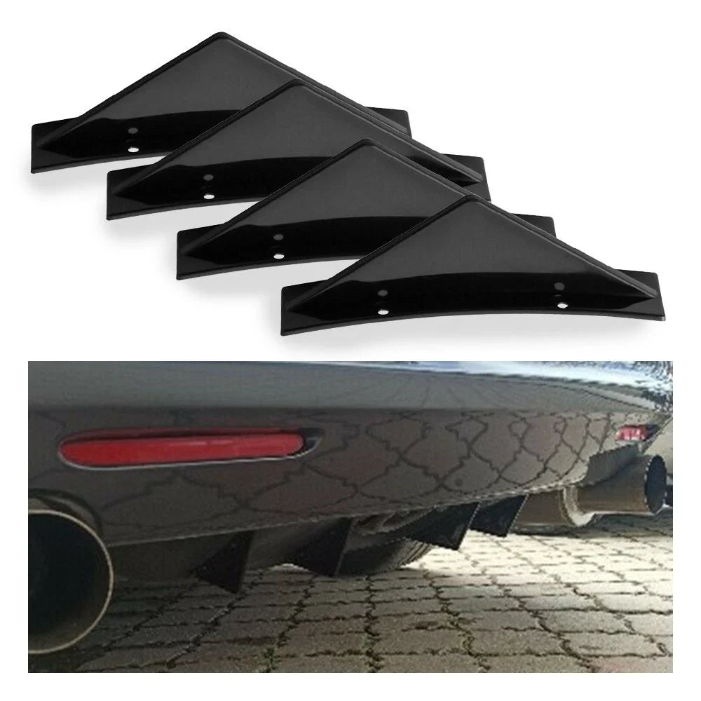 4X Rear Lip Spoiler Shark Fin Diffuser for Universal Vehicles 2010-2023