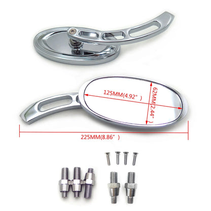 Oval Chrome Mirrors for Yamaha Cruiser Royal Star/Stratoliner/Roadliner