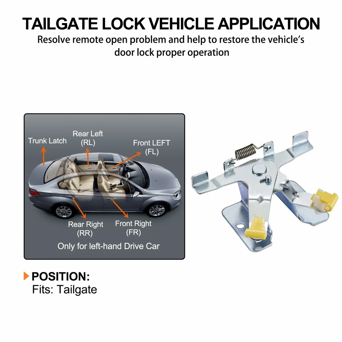 Control Lock Tailgate Latch for Ford F-250 F-350 1987-1996