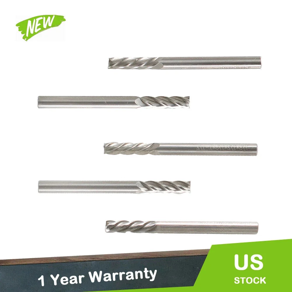 End Mill Carbide 1/8" Shank - 5 Pcs Set