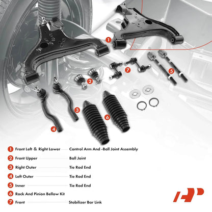 Control Arm & Ball Joint Assembly - 12 Pieces for Infiniti QX56 2004-2010