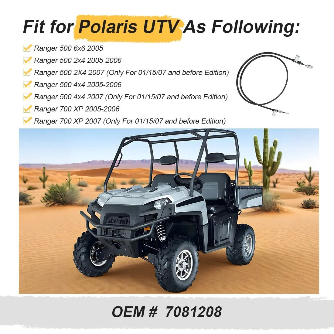 Brake Cable for Polaris Ranger 500 700 XP 2005-2007 7081208