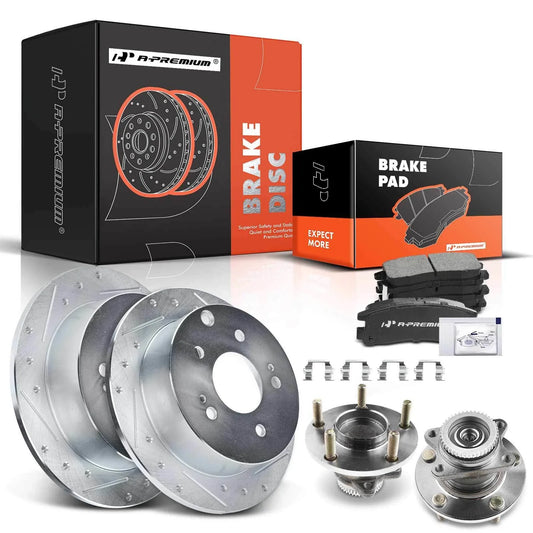 Rear Drilled Rotors & Pads with Wheel Hub Bearing for Mitsubishi Galant (2004–2012)