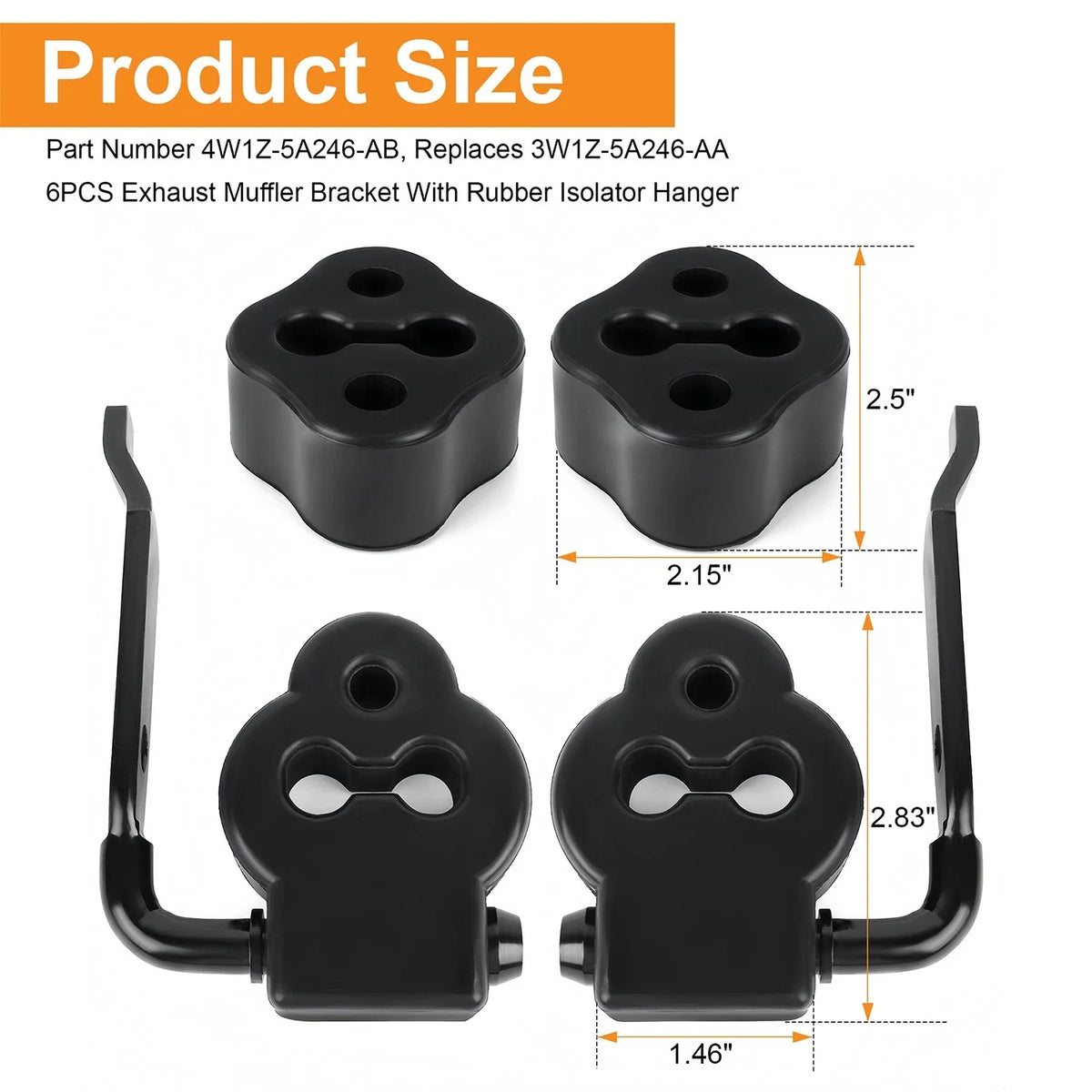Set of 6 Exhaust Mounts for Crown Victoria (2003 to 2011)
