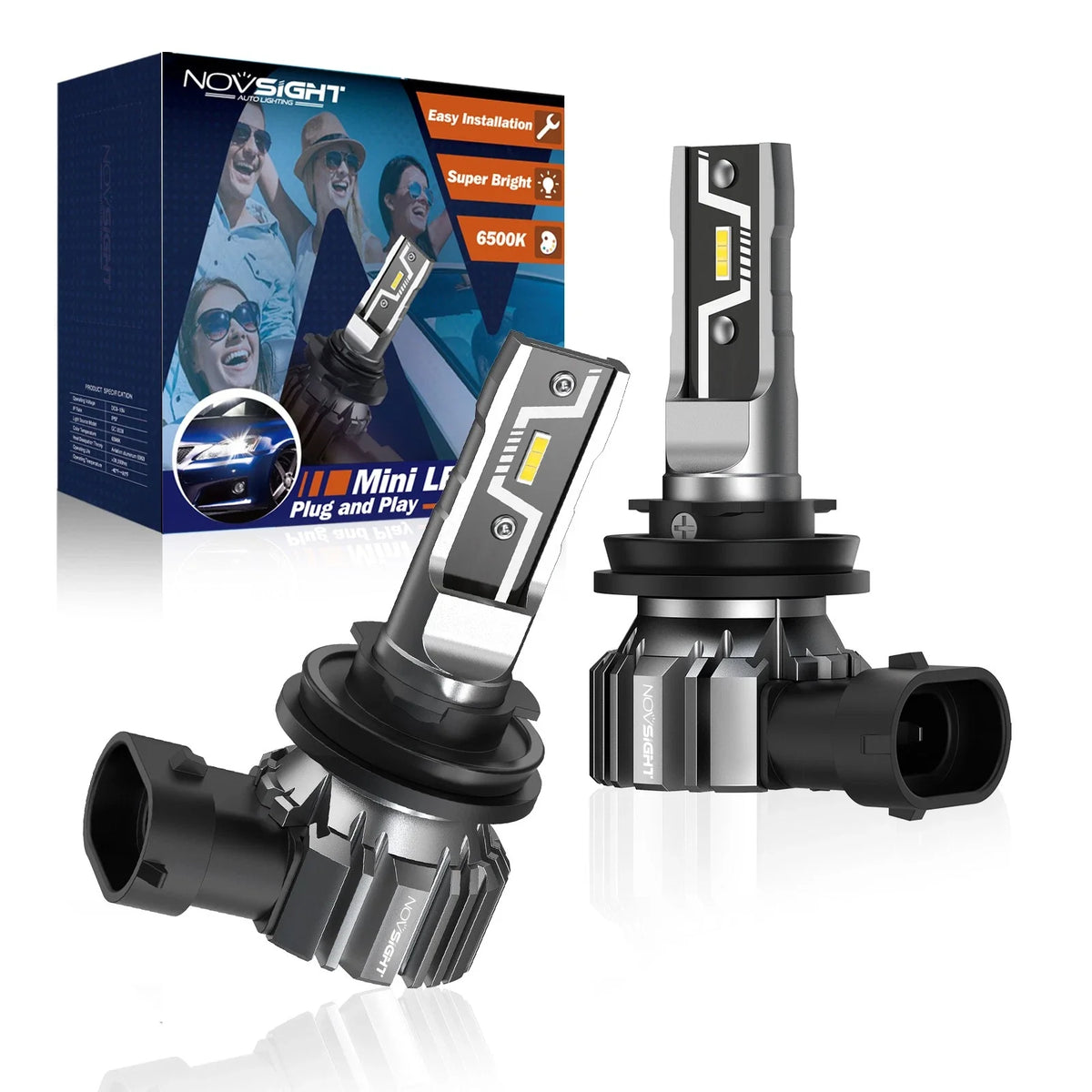 2X H8 H11 LED Headlight Bulbs - 6500K Bright White