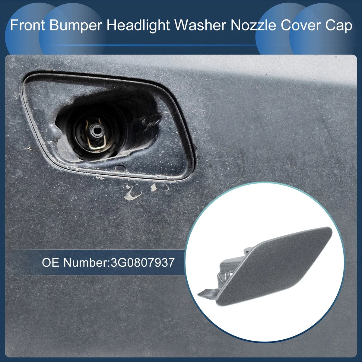 Front Left Washer Nozzle Cover Cap for Volkswagen Passat B8 (2015–2022) Grey