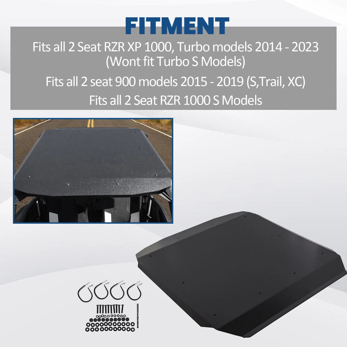 Thick Hard Plastic Roof Top 1/4" for RZR 900 S / RZR S 1000 (2014-2023)