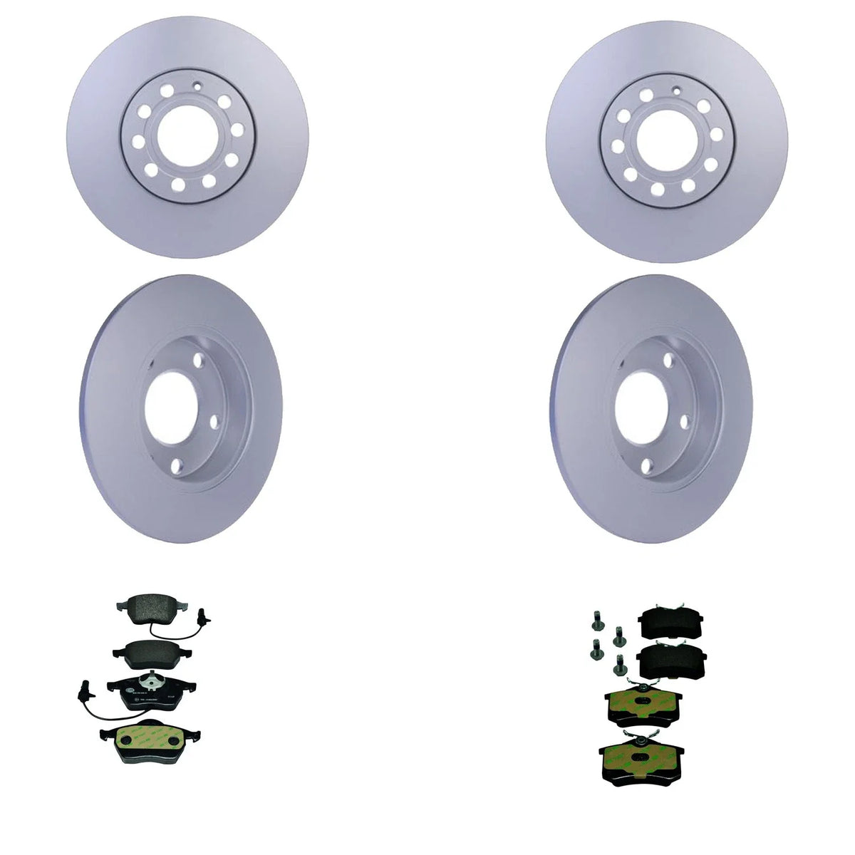 Set of 4 Hella Front Rear Rotors Low-Met Disc Brake Pad Kit for Audi A4 (1996–2001)