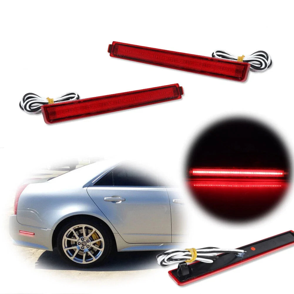 2X Red LED Rear Bumper Side Marker Lights for Cadillac CTS CTS-V