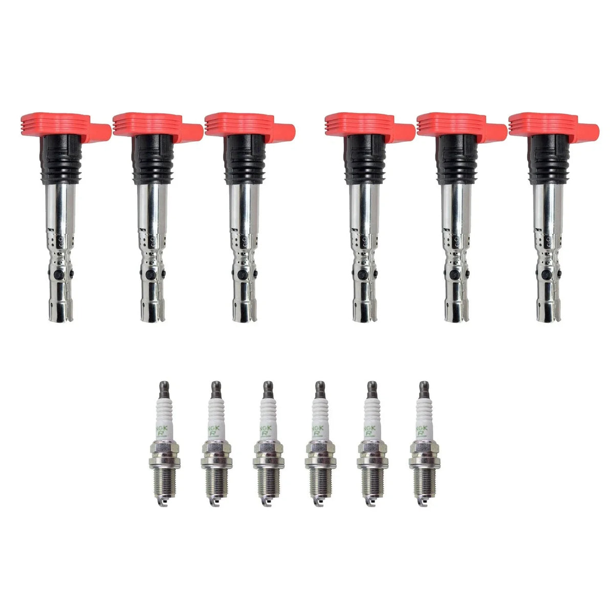 Set of 6 Ignition Coils & NGK V-Power Spark Plugs for Audi A4 A6 (2000–2006)