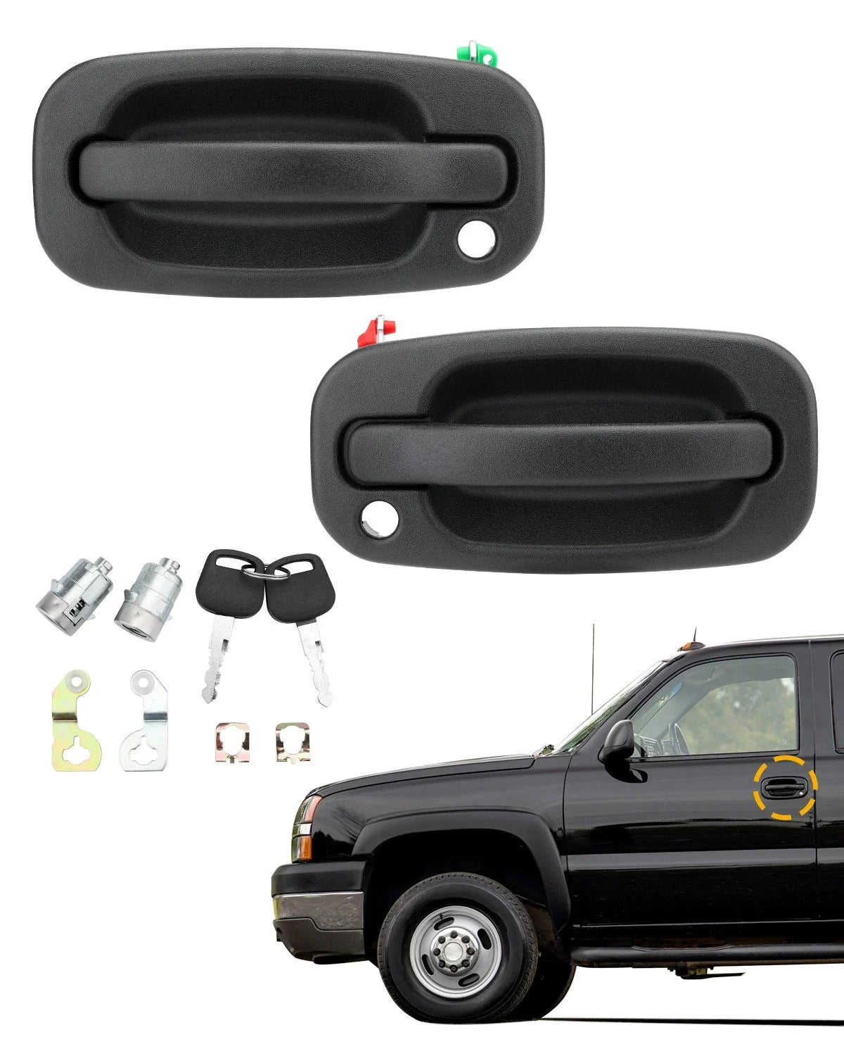 Exterior Door Handle and Lock Cylinder Set for GMC Chevy Cadillac 1999-2007