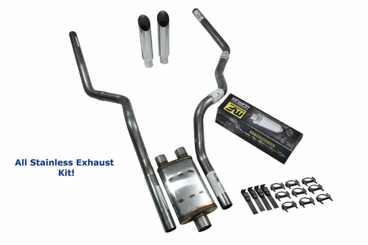 Dual Exhaust Kit for Dodge Ram 1500 (1994–2003) Stainless Steel Slash Tip