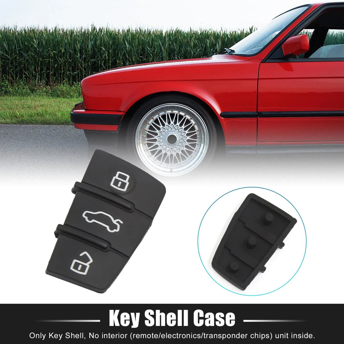 Key Fob Shell Case for Audi A4 A6 Q5 Q7 (2000–2023) 3 Button Black