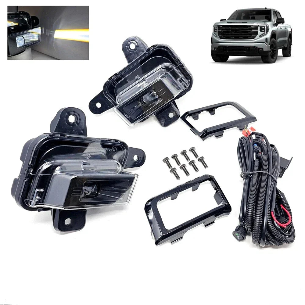 LED Fog Light Set with Switch Wire Bezel for 2022-2024 GMC Sierra 1500