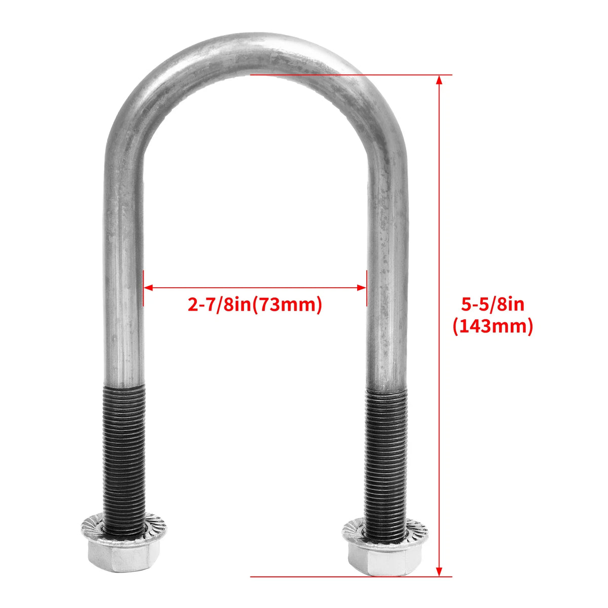 Set of 4 U Bolt Kit for 2 Inch Axle Tube (6 Inch Long)