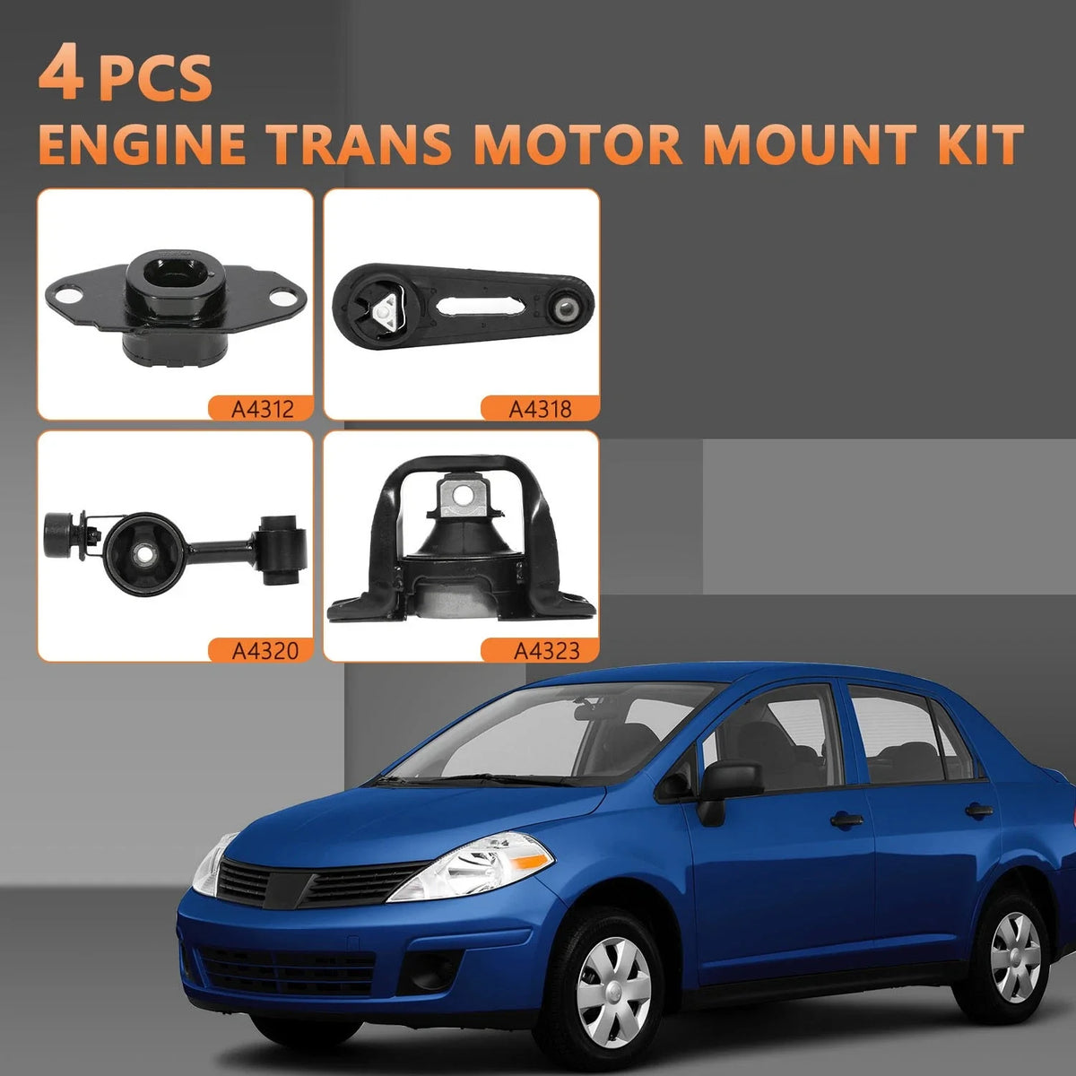 Set of 4 Motor Transmission Mounts for Nissan Cube (2009–2014)
