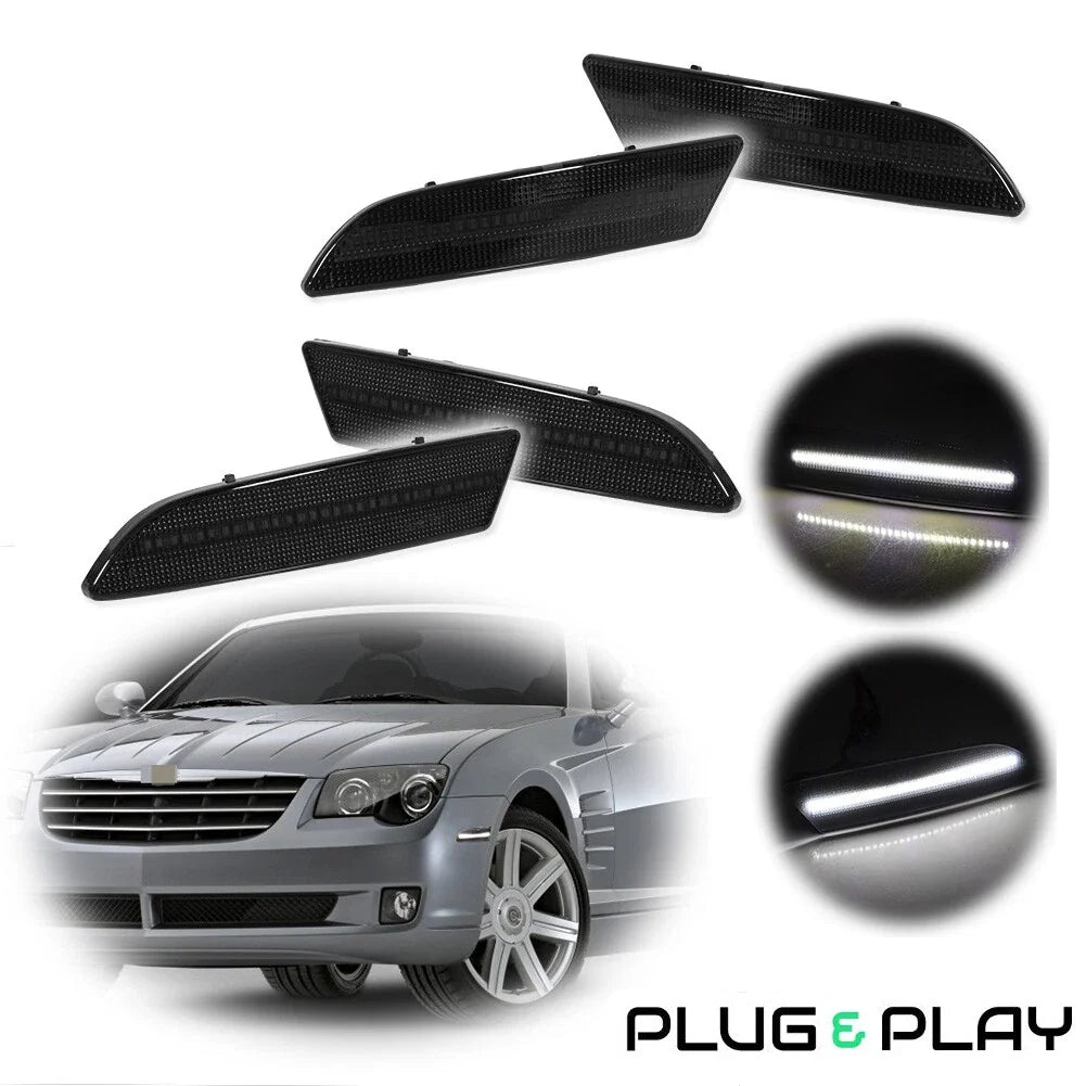 Set of 2 White LED Bumper Side Marker Lights for Chrysler Crossfire (2004–2008)