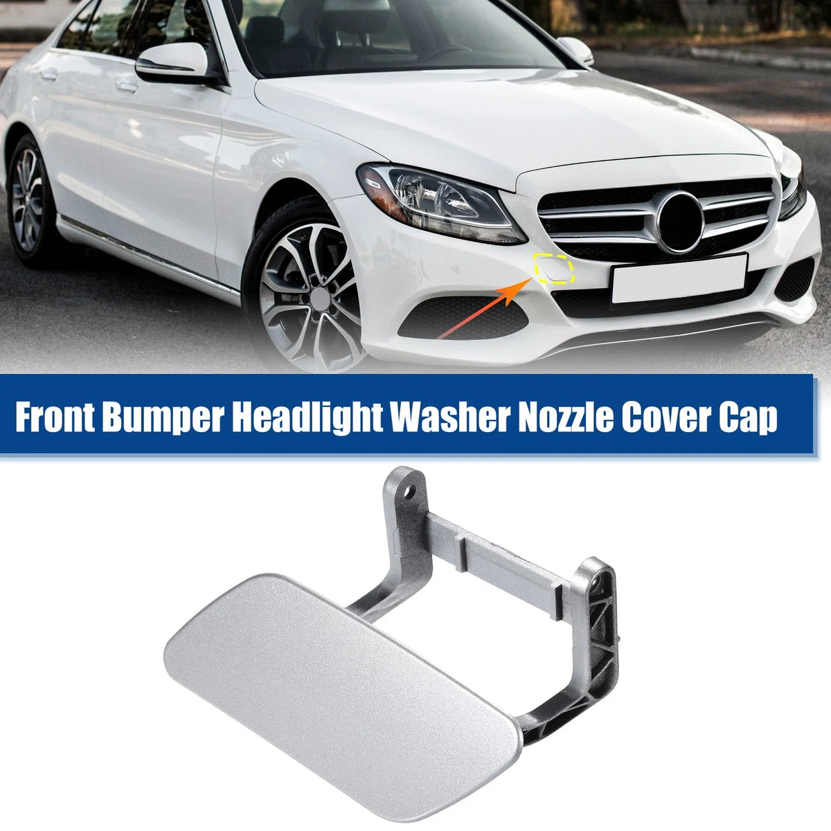 Bumper Headlight Washer Cover Set for Mercedes ML (Silver Tone)