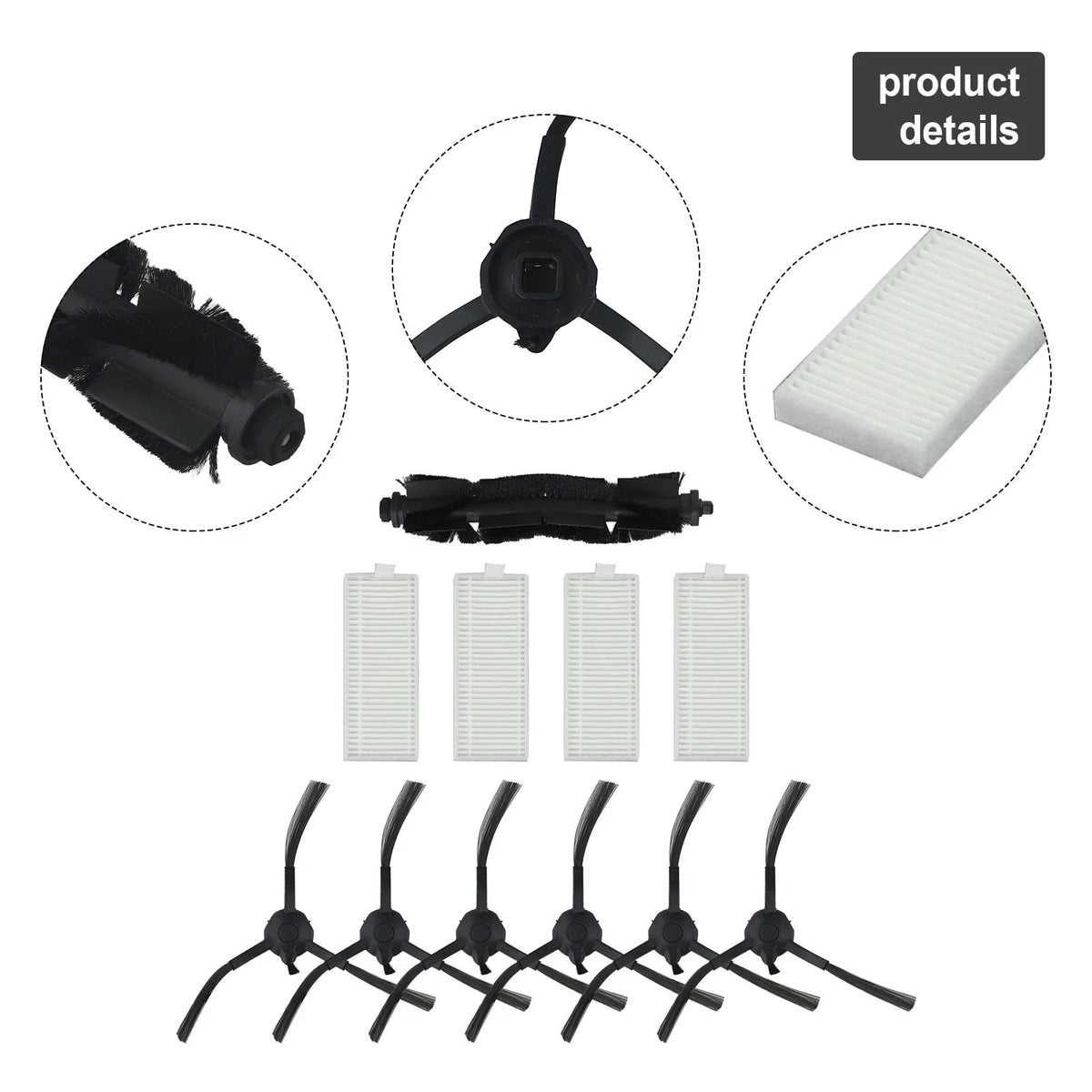Replacement Main Roller Side Brush Filter Kit for Botslab S8 Plus (2023)