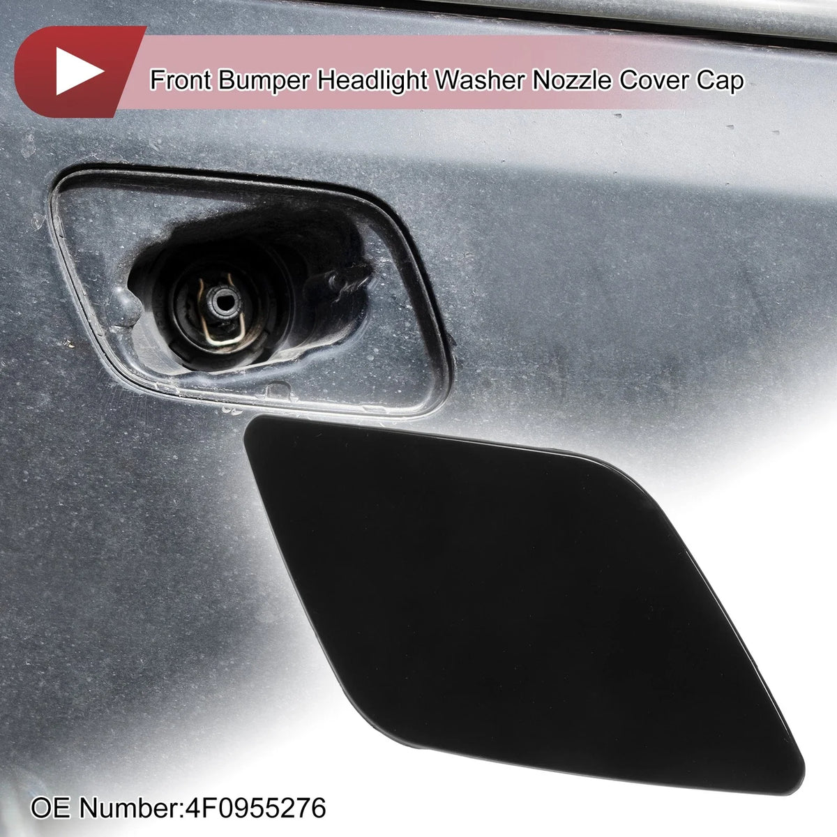 Front Right Washer Nozzle Cover Cap No. 4F0955276 for Audi A6 (2005–2008) Black