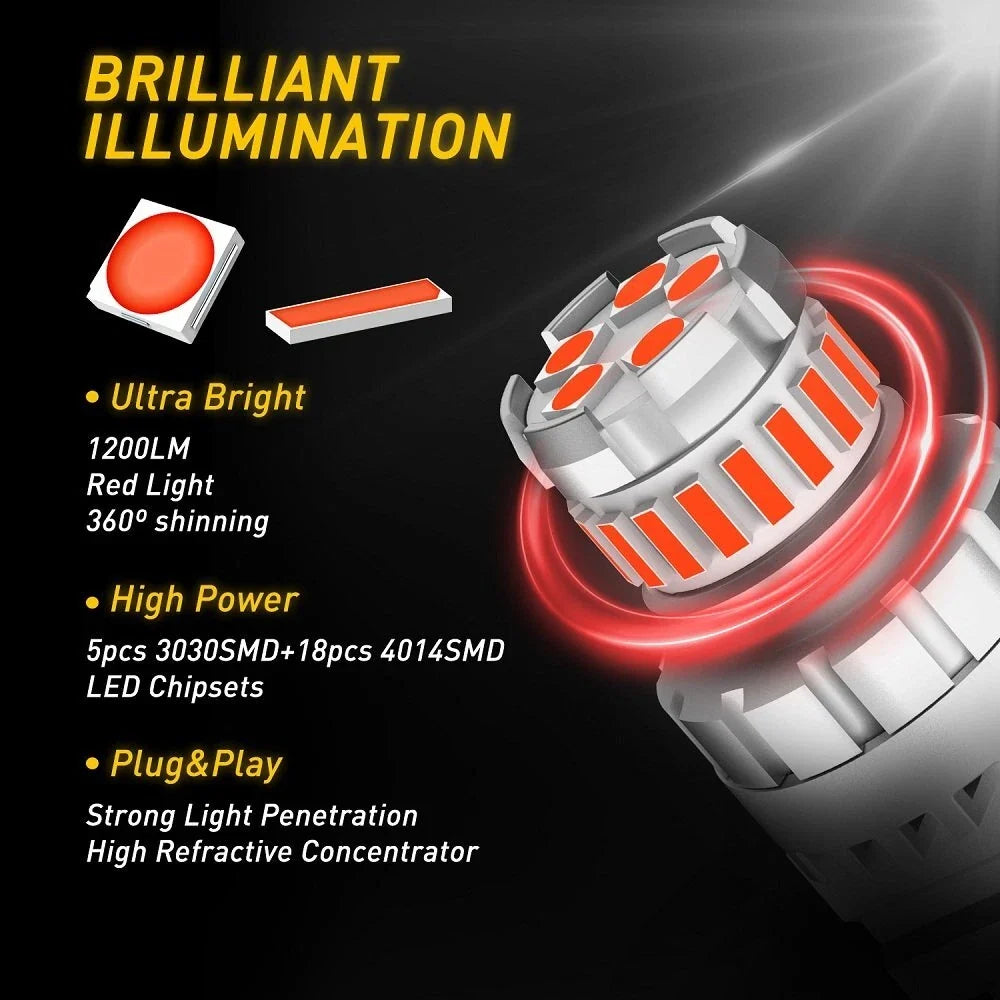 AUXITO 3157 LED Bulbs - Red Brake Tail Turn Signal (2 Pack)