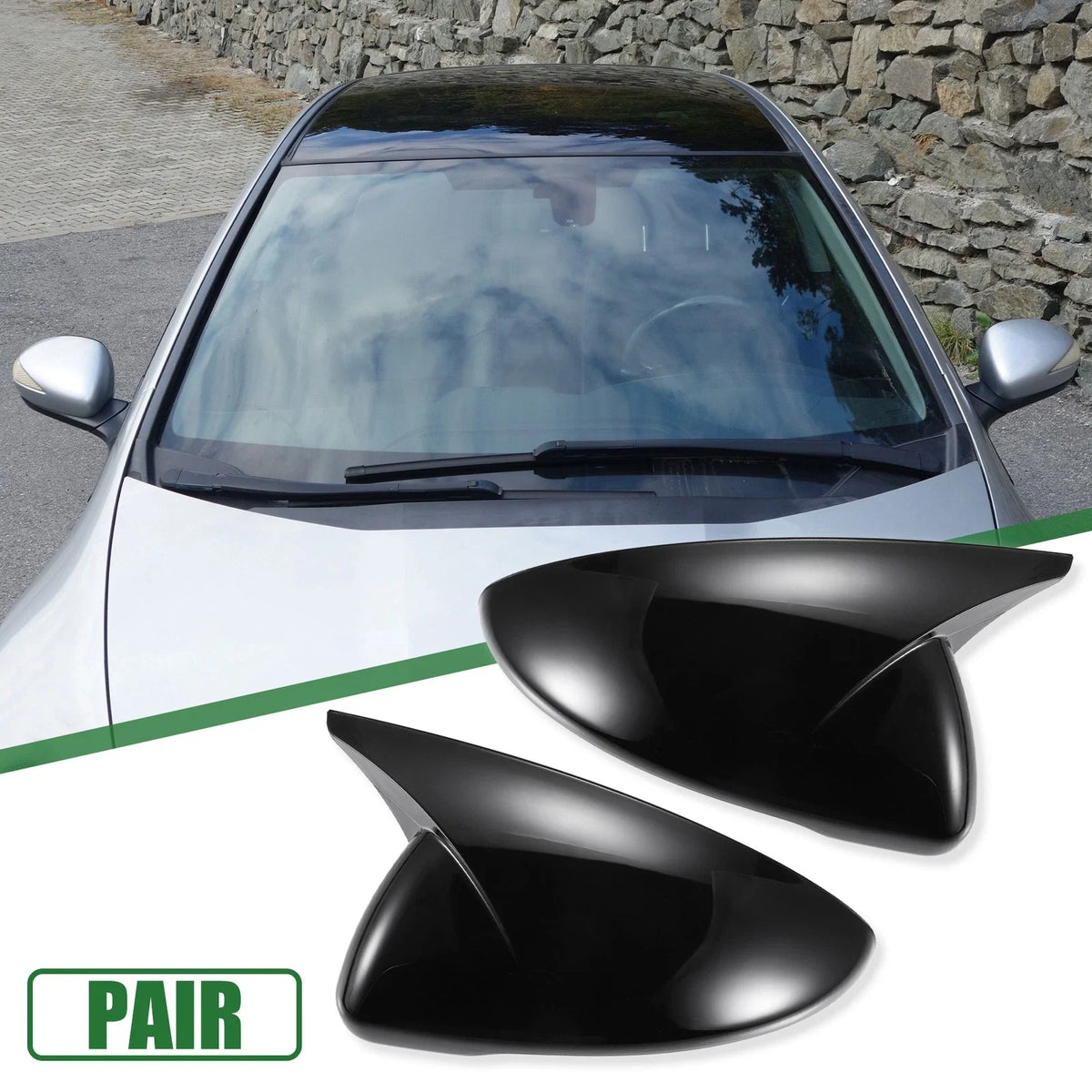 1 Pair Rearview Mirror Cover for Kia Forte K3 (2019–2021) Gloss Black