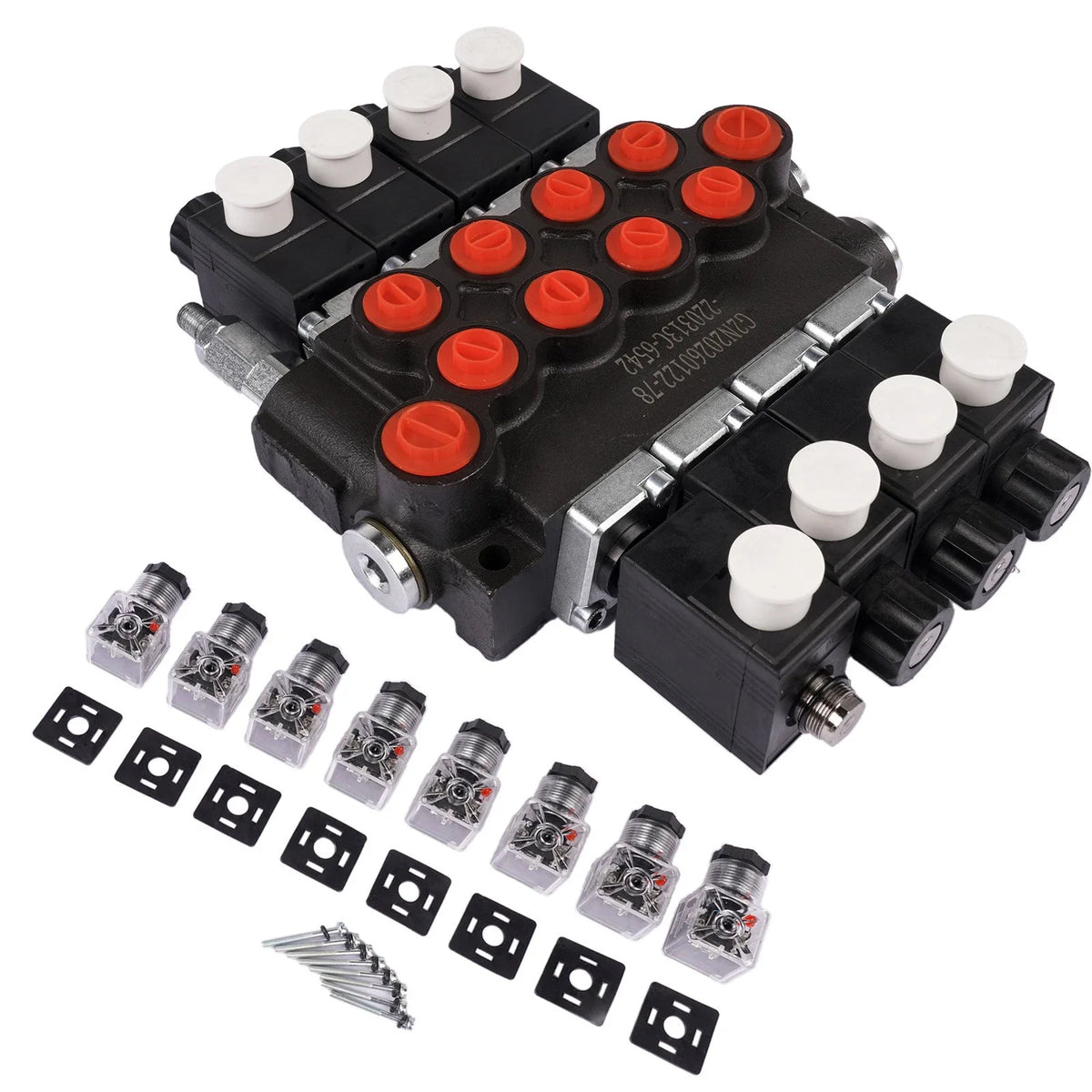 Hydraulic Control Valve 4 Spool Solenoid 12V DC 3600 PSI for