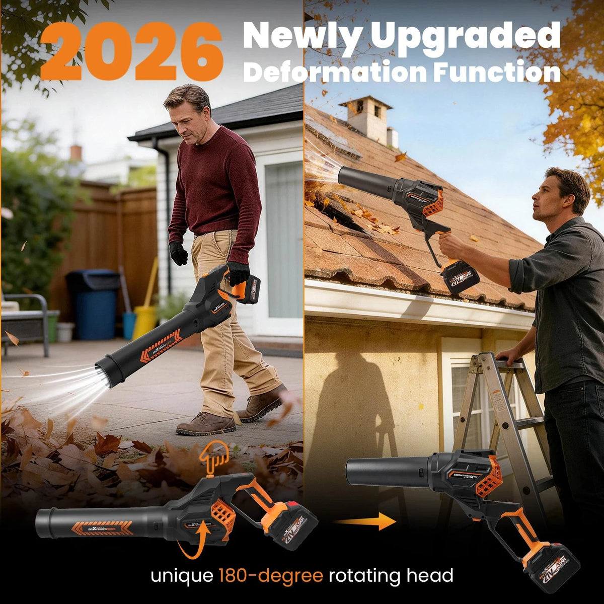 Leaf Blower Cordless 580 CFM, 3 Speed, 2X 21V Brushless Motor