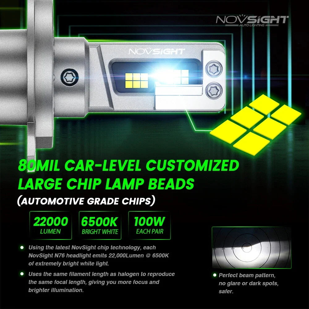 9003 H4 LED Headlight Bulbs 2X 6500K 30000LM for Cars and Trucks