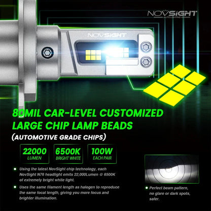 9003 H4 LED Headlight Bulbs 2X 6500K 30000LM for Cars and Trucks