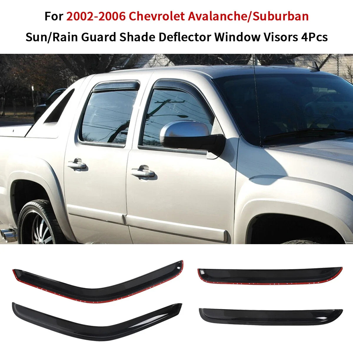 Side Window Visor Sun Rain Deflector for Chevrolet Avalanche (2002–2006)