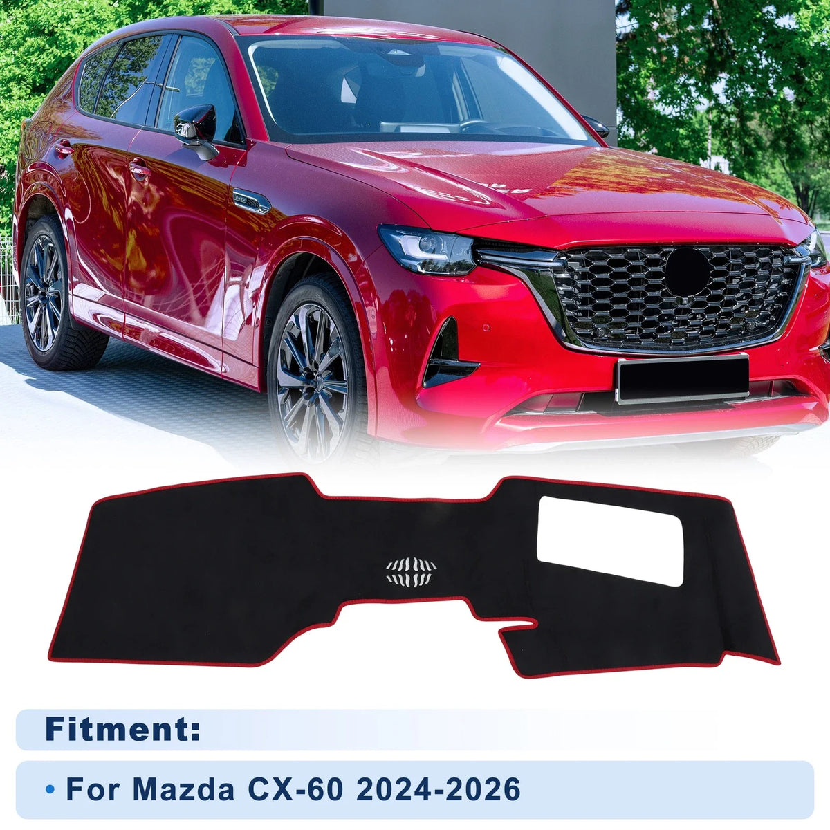 Dash Cover for Mazda CX-60 (2024–2026) Black with Red Edge