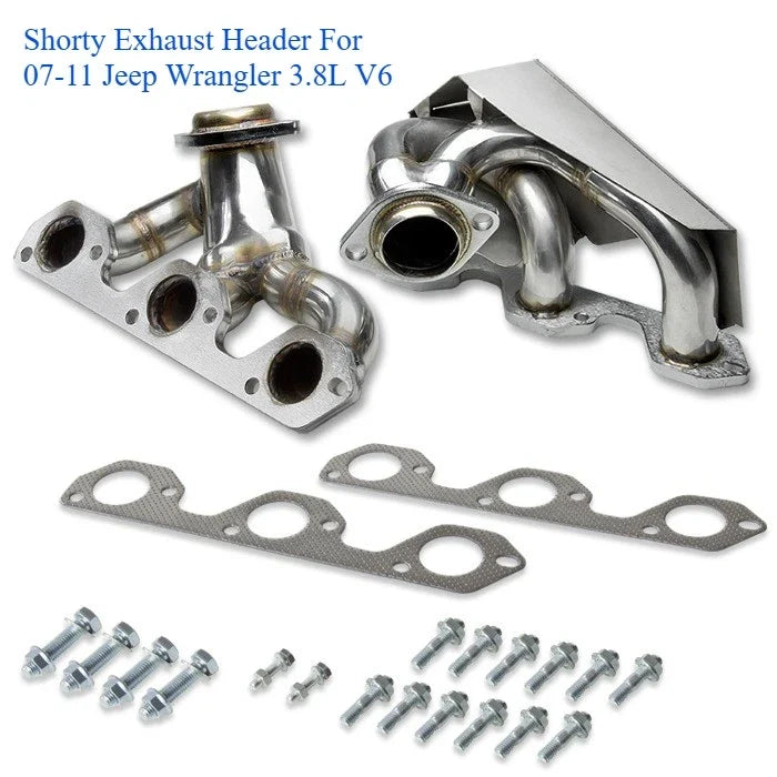 Stainless Steel Exhaust Headers Pair for Jeep Wrangler JK 3.8L V6 (2007-2011)