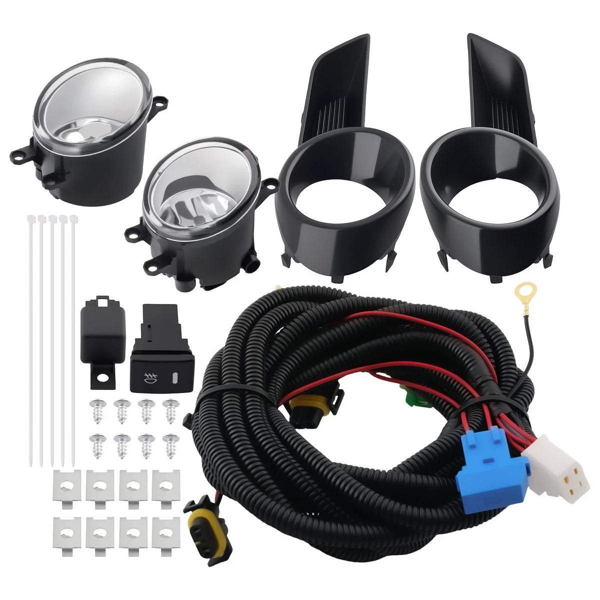 Fog Light Set w/Switch & Bulb Bracket for Toyota Highlander 2008-2010