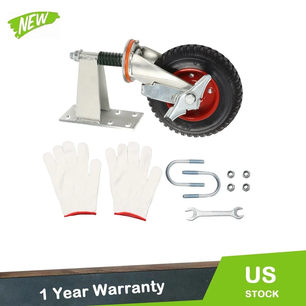 8" Rubber Wheels for Heavy Duty Gate Caster (600 lbs, Side Brake)