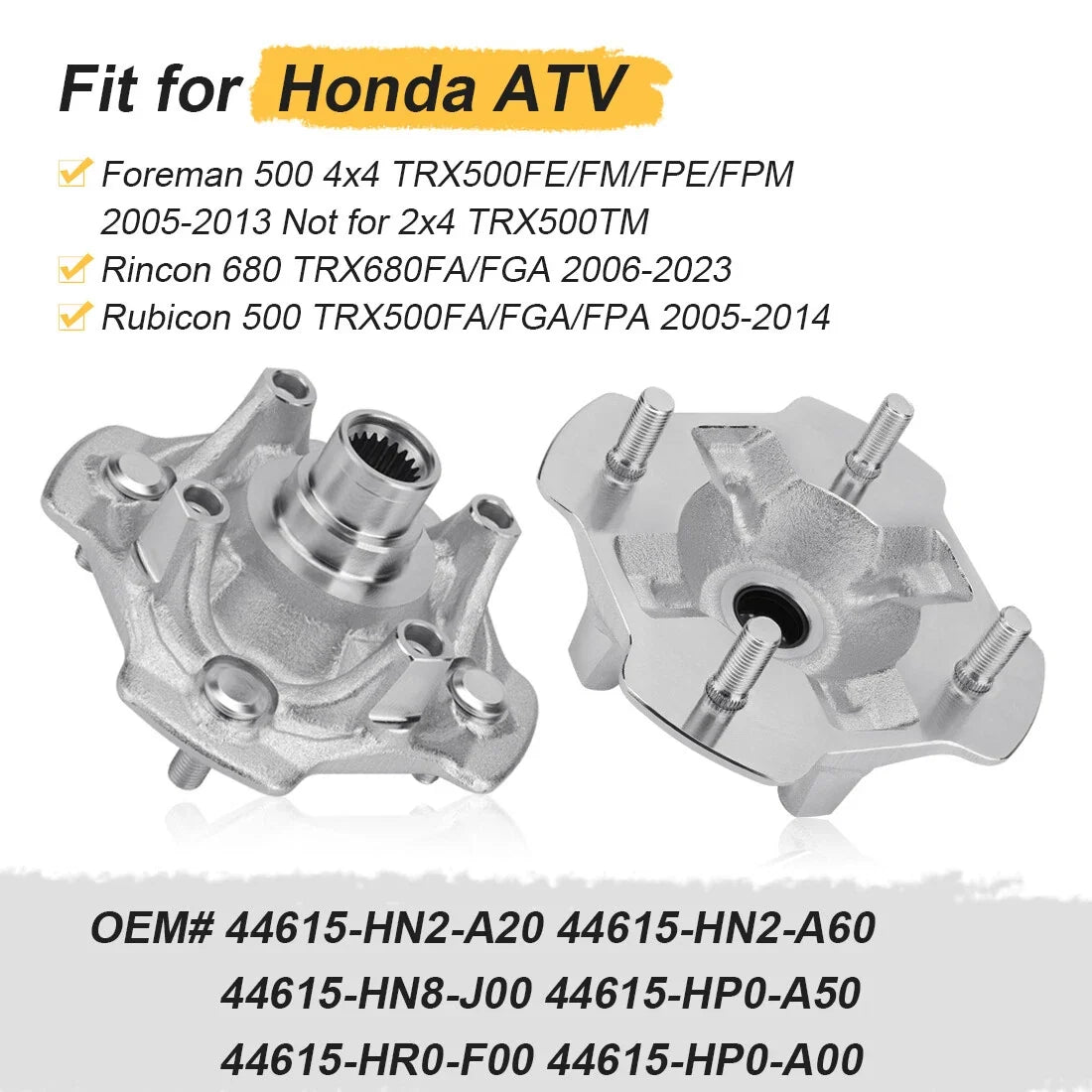 2X Front Wheel Hubs for Honda Rubicon 500 TRX500FA/FGA/FPA (2005–2014)