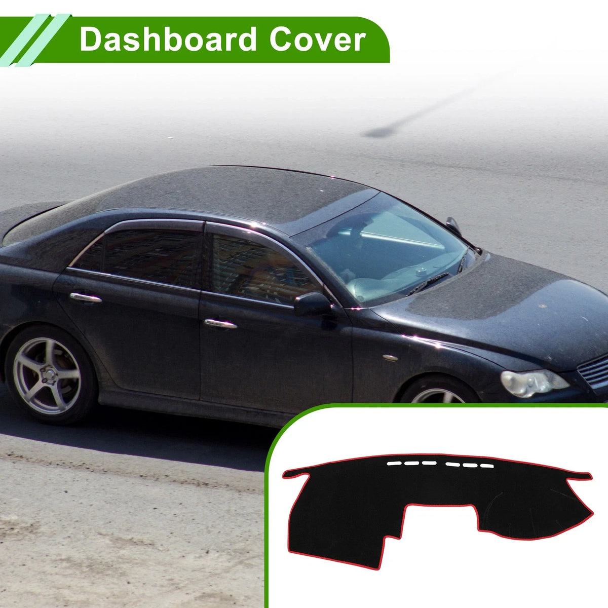 Dashboard Cover for Toyota Mark X 120 Series (2004–2009) Black Red Non-Slip
