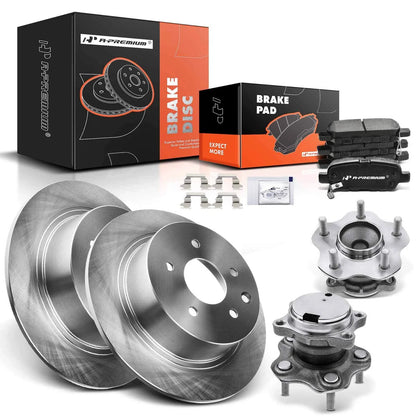 Rear Brake Rotors & Pads + Wheel Hub Bearing for Nissan Sentra (2013–2019)