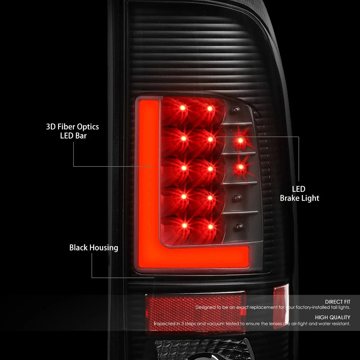 3D LED L-Bar Tail Brake Light Lamp for Ford F250 F350 Super Duty (2008–2016)