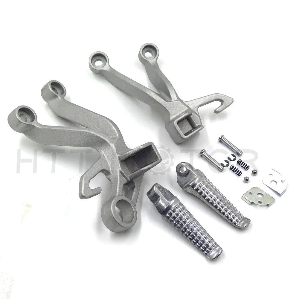Matte Silver Rear Foot Rest Pegs Brackets for Suzuki GSX-R 1000 (03-04)