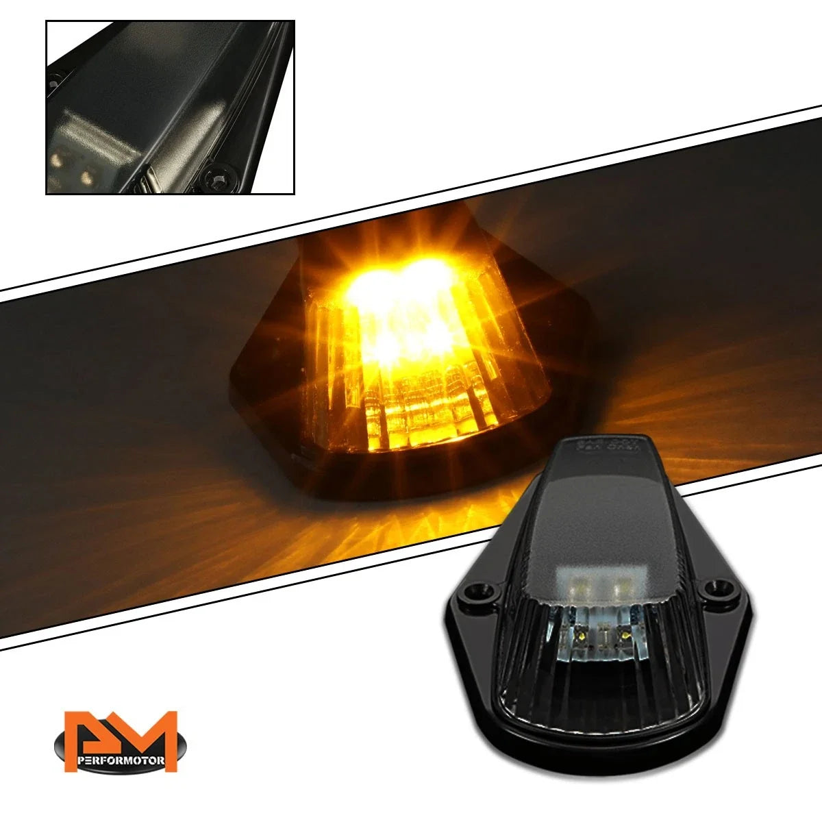 5Pcs Smoked Yellow LED Cab Roof Running Lights for F-Series 1980-1996