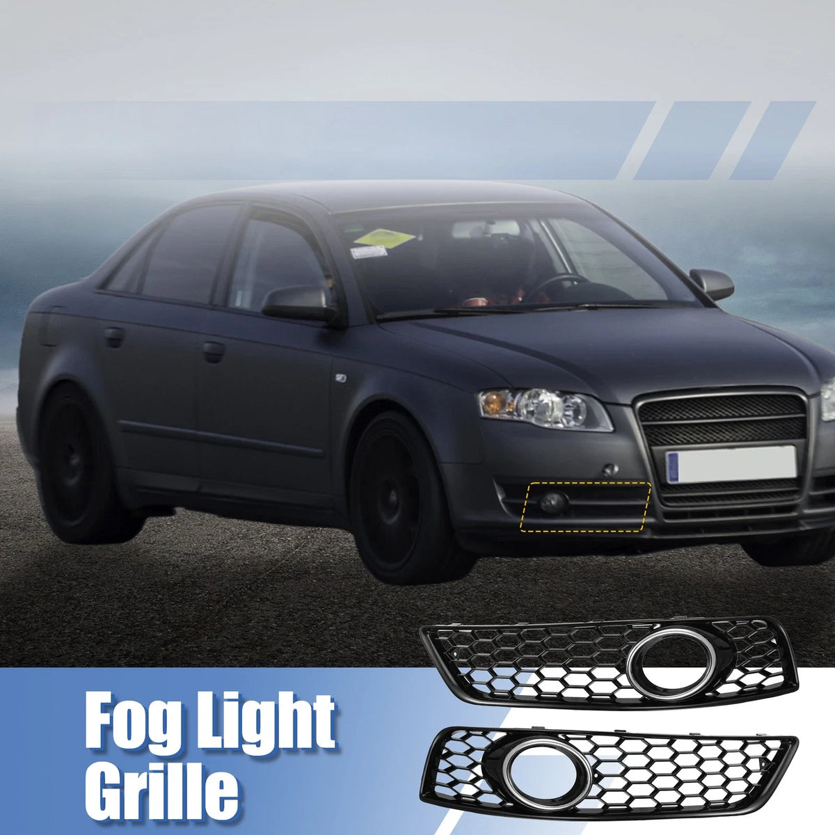 Pair P0807682J Fog Light Grille Covers for Audi A3 8P (2009–2013)