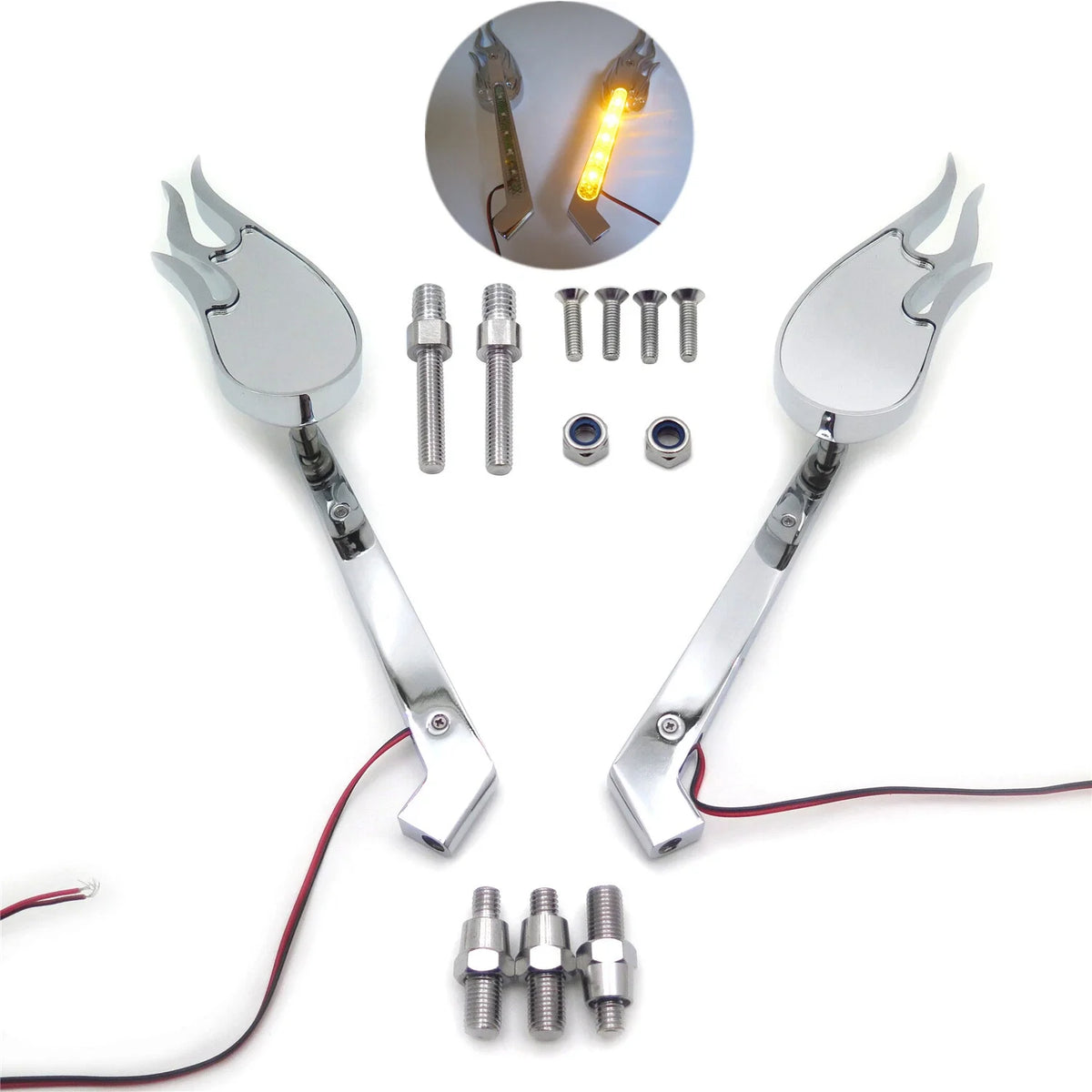 LED Turn Signal Integrated Mirrors - Flame Style for Honda CBR600RR 03-06