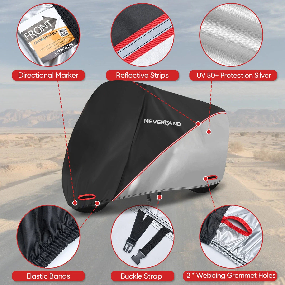 Motorcycle Cover - Water, UV, Rain & Dust Resistant for NEVERLAND 190T