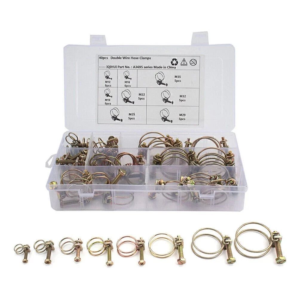 40PCS Double Wire Hose Clamp Kit for Various Applications