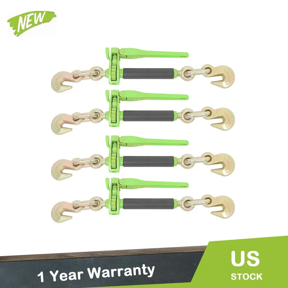 Set of 4 Folding Ratchet Load Binders for G70 Chains (12000 lbs)