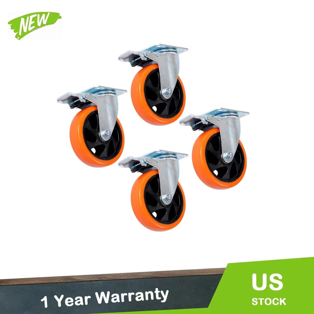 Set of 4 Heavy Duty 5" Swivel Caster Wheels with Dual Locking