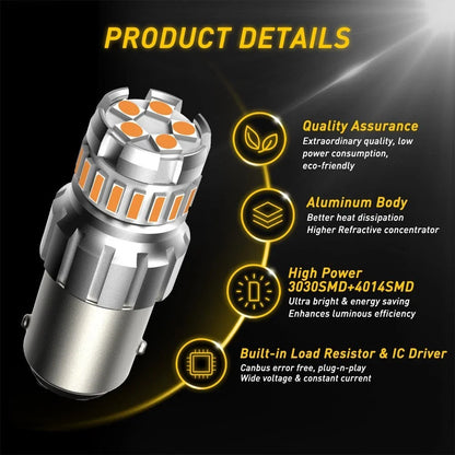 LED Turn Signal Bulbs 1157 Amber Yellow (2X) for Multiple Vehicles
