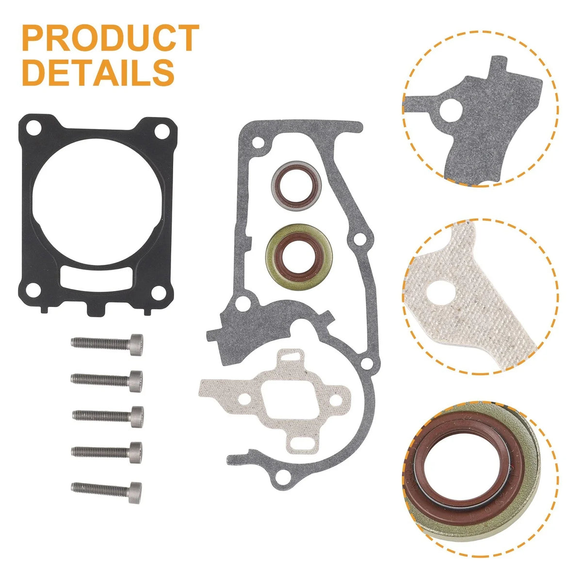 Chainsaw Maintenance Kit for MS462 (3 Gaskets, 2 Seals, 2 Screws)