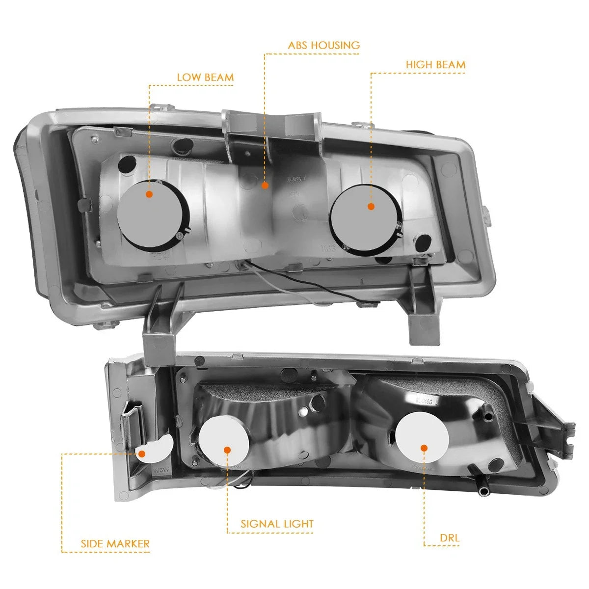 Headlights with Bracket for Chevy Avalanche Silverado 2003-2007 LED DRL
